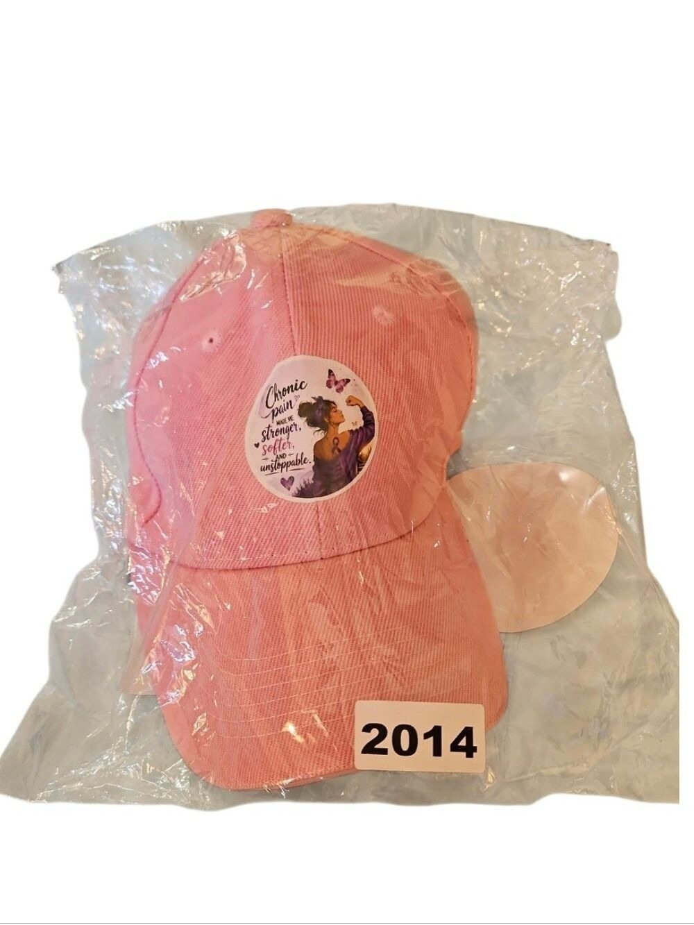 UPCYCLED OOAK Pink Cap Wearable Art Hat Strength Original Design Pain Awarness - Picture 13 of 17